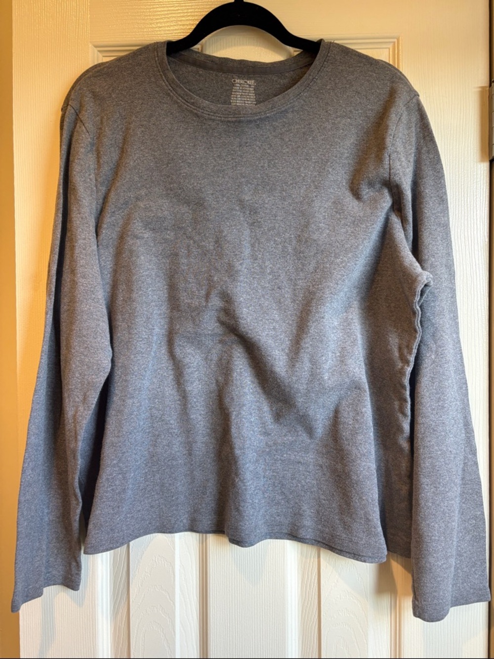 Cherokee | Basic Grey Long Sleeve Scoop Neck T-Shirt Size XXL 100% Cotton